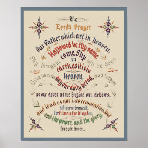kalligrafie Lords Prayer 1889 Poster