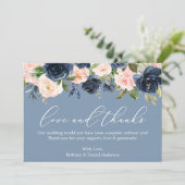 Kalligrafie Love Bedankt Dusty Blue Pink Floral (Staand voorkant)