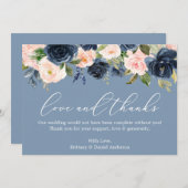 Kalligrafie Love Bedankt Dusty Blue Pink Floral (Voorkant / Achterkant)