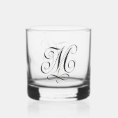 kalligrafie "M" geëtst glaswerk Whisky Glas (Voorkant)