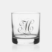 kalligrafie "M" geëtst glaswerk Whisky Glas (Achterkant)