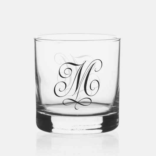 kalligrafie "M" geëtst glaswerk Whisky Glas (Achterkant)