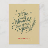 Kalligrafie meest prachtige tijd kerst feestdagenkaart (Voorkant)