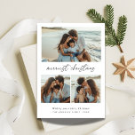 Kalligrafie Merriest Christmas Family Beach Foto Feestdagenkaart<br><div class="desc">Vier de vrolijkste kerst met een moderne fotokaart met elegante kalligrafie en de strandherinneringen van uw familie! Deze oceaan-geïnspireerde,  boho vakantie kaart is perfect voor het delen van vreugde en warme wensen. Een eenvoudige,  budgetvriendelijke keuze,  het is de ideale manier om leuke,  gepersonaliseerde kerstvreugde te sturen.</div>