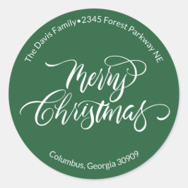Kalligrafie Merry Christmas retouradres Ronde Sticker