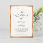 Kalligrafie met Copper Edge Luxe Fall Wedding Kaart (Staand voorkant)