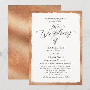 Kalligrafie met Copper Edge Luxe Fall Wedding Kaart
