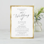 Kalligrafie met Gold Edge Classic Luxury Wedding Kaart (Staand voorkant)