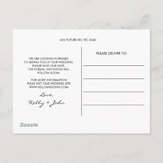 Kalligrafie met hart Save the Date Briefkaart (Achterkant)