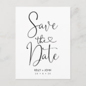 Kalligrafie met hart Save the Date Briefkaart (Voorkant)