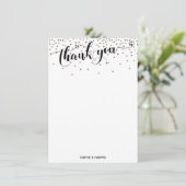 Kalligrafie met harten en Roos gouden Confetti Bedankkaart (Staand voorkant)