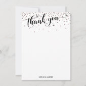 Kalligrafie met harten en Roos gouden Confetti Bedankkaart (Voorkant)