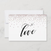 Kalligrafie met harten, Roos gouden Confetti RSVP Kaartje (Achterkant)