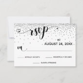 Kalligrafie met harten, Silver Glitter Confetti RSVP Kaartje (Voorkant)