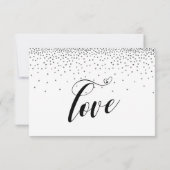 Kalligrafie met harten, Silver Glitter Confetti RSVP Kaartje (Achterkant)