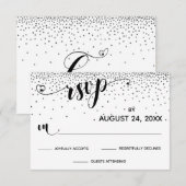 Kalligrafie met harten, Silver Glitter Confetti RSVP Kaartje (Voorkant / Achterkant)