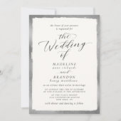 Kalligrafie met Silver Edge Luxury Wedding Kaart (Voorkant)