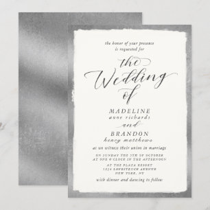 Kalligrafie met Silver Edge Luxury Wedding Kaart