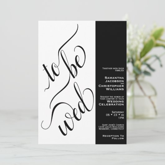 Kalligrafie minimaal te worden wo zwart wit bruilo kaart (Staand voorkant)