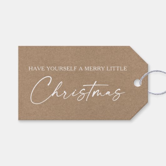 Kalligrafie Minimale kerstmis met inkpen Cadeaulabel (Voorkant (Horizontaal))