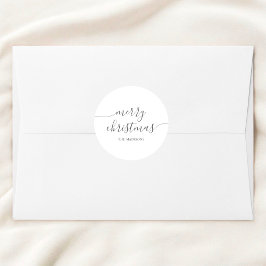 Kalligrafie Minimalist Merry Christmas White Ronde Sticker