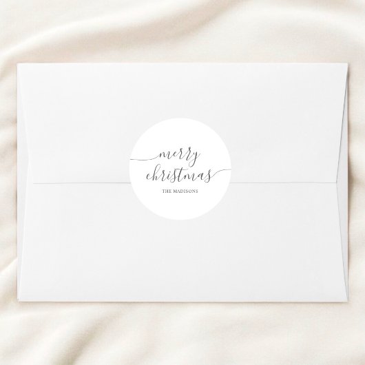Kalligrafie Minimalist Merry Christmas White Ronde Sticker
