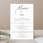 Kalligrafie Minimalistisch Bruiloft Menu Wit<br><div class="desc">Visualiseer een minimalistisch huwelijksmenu dat ingetogen elegantie uitstraalt. Het ontwerp belichaamt eenvoud, met een schone en onverfraaide lay-out. De kop van het menu wordt smaakvol gepresenteerd in een delicaat kalligrafielettertype, met een vleugje verfijnde artistieke kunst. De tekstuele informatie, waaronder de zorgvuldig samengestelde gerechten, wordt weergegeven in een klassiek serif lettertype,...</div>