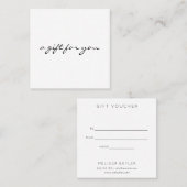 Kalligrafie Minimalistisch Cadeaubon Vierkante Visitekaartje (Voorkant / Achterkant)