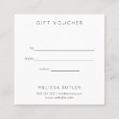 Kalligrafie Minimalistisch Cadeaubon Vierkante Visitekaartje (Achterkant)