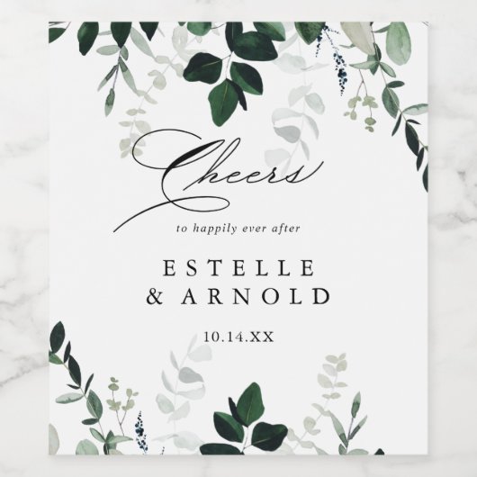 Kalligrafie Minimalistisch groen juicht bruiloft Wijn Etiket (Enkel label)