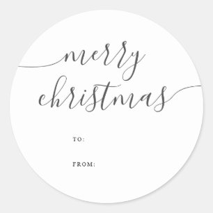 Kalligrafie Minimalistisch Vrolijk Kerstcadeau Ronde Sticker