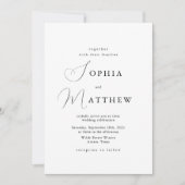 Kalligrafie minimalistisch zwart + wit bruiloft kaart (Voorkant)