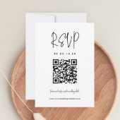 Kalligrafie minimalistische bruiloft QR-code RSVP Kaartje