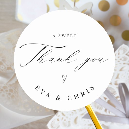 Kalligrafie minimalistische bruiloft ronde sticker