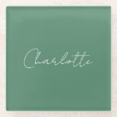 Kalligrafie minimalistische chique aangepaste pers glazen onderzetter (Voorkant)