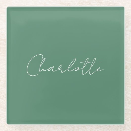 Kalligrafie minimalistische chique aangepaste pers glazen onderzetter (Voorkant)