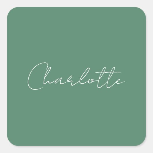 Kalligrafie minimalistische chique aangepaste pers vierkante sticker (Voorkant)