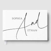 Kalligrafie minimalistische elegante bruiloft gastenboek (Voorkant)