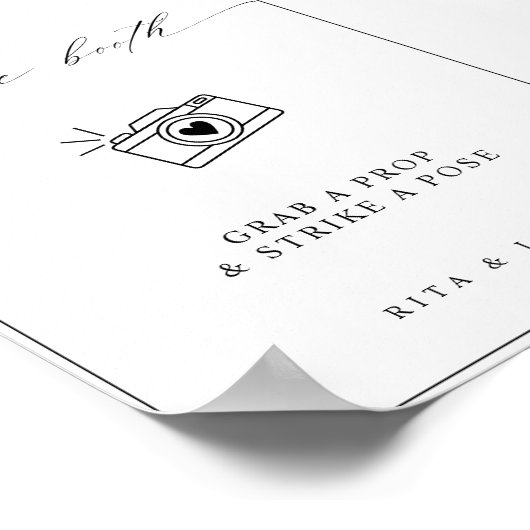 Kalligrafie Minimalistische Foto Booth Trouwbord Poster (Hoek)