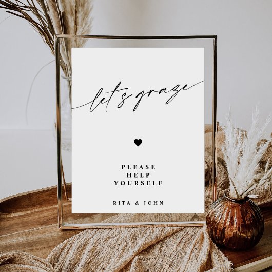 Kalligrafie Minimalistische Grazing Tafel Trouwbor Poster