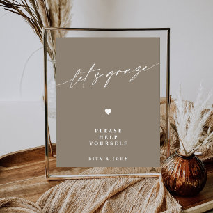 Kalligrafie Minimalistische Grazing Tafel Trouwbor Poster