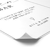 Kalligrafie Minimalistische Open Bar Trouwbord Poster (Hoek)