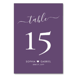 Kalligrafie minimalistische Paarse bruiloft dubbel Kaart