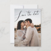 Kalligrafie Minimalistische Scriptie Foto Bruiloft Save The Date (Voorkant)