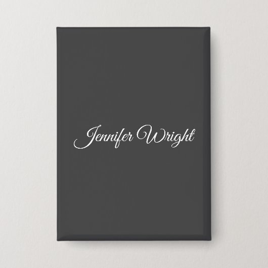 Kalligrafie minimalistische vlakte modern grijs button (Voorkant)