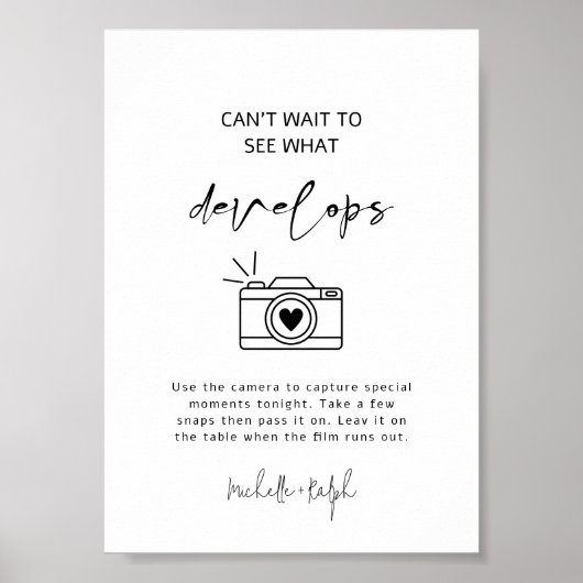 Kalligrafie Modern Bruiloft Wegwerp Camera Teken Poster (Voorkant)