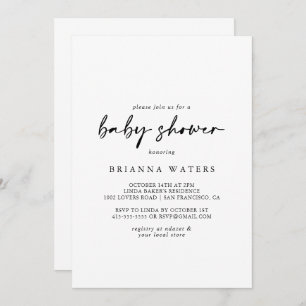 Kalligrafie Modern Elegant Baby shower Kaart