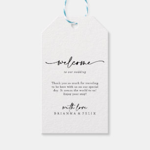 Kalligrafie Modern Elegant Bruiloft Welkom Cadeaulabel