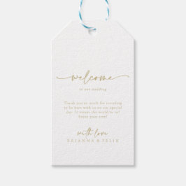 Kalligrafie Modern Elegant Goud Bruiloft Welkom Cadeaulabel