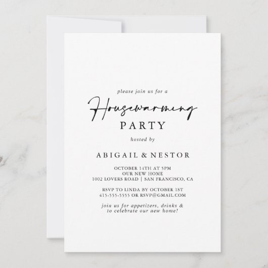 Kalligrafie Modern Elegant Housewarming Party Kaart (Voorkant)